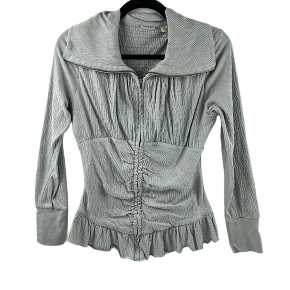 E by Eloise for Anthropologie Ruched Full Zipper Lounge Jacket - Picture 1 of 11